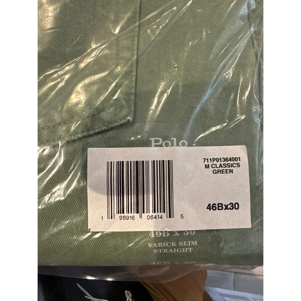 Polo Ralph Lauren‎ Varick Slim Straight Green Garment Dyed Pants 46x30 New